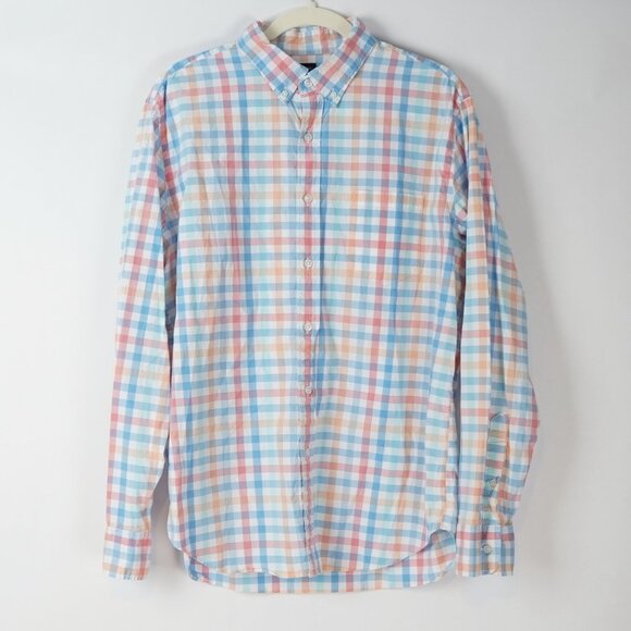 J Crew Oxford Gingham Plaid Check Button Down Long Sleeve - Large - Picture 1 of 5